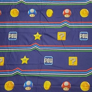 Nintendo Super Mario Power Up Flat Sheet Fabric Twin Size & Pillow Case